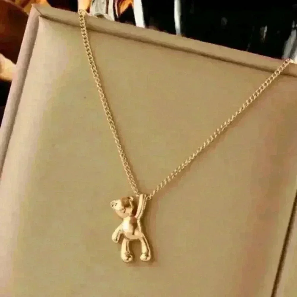 Teddy Bear Pendant with 18k gold filled Necklace